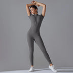 Custom Logo Women's Jumpsuit With Zipper Quick Dry Fitness Sport Active Wear Workout One Piece Fitness Yoga Wear Playsuit