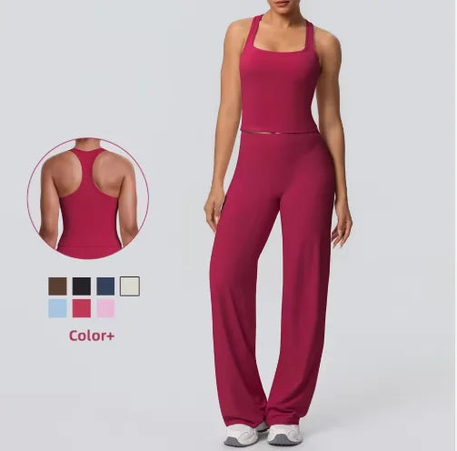 Volupie Diagonal Flow Racer Set | Top Racerback + Pantalón Wide Leg