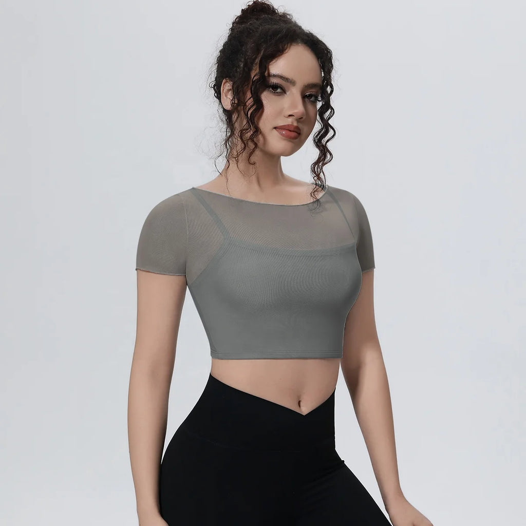 High Support Sports Bra Women Seamless Mesh Padded Yoga Top Shockproof Breathable Fitness Workout Bra