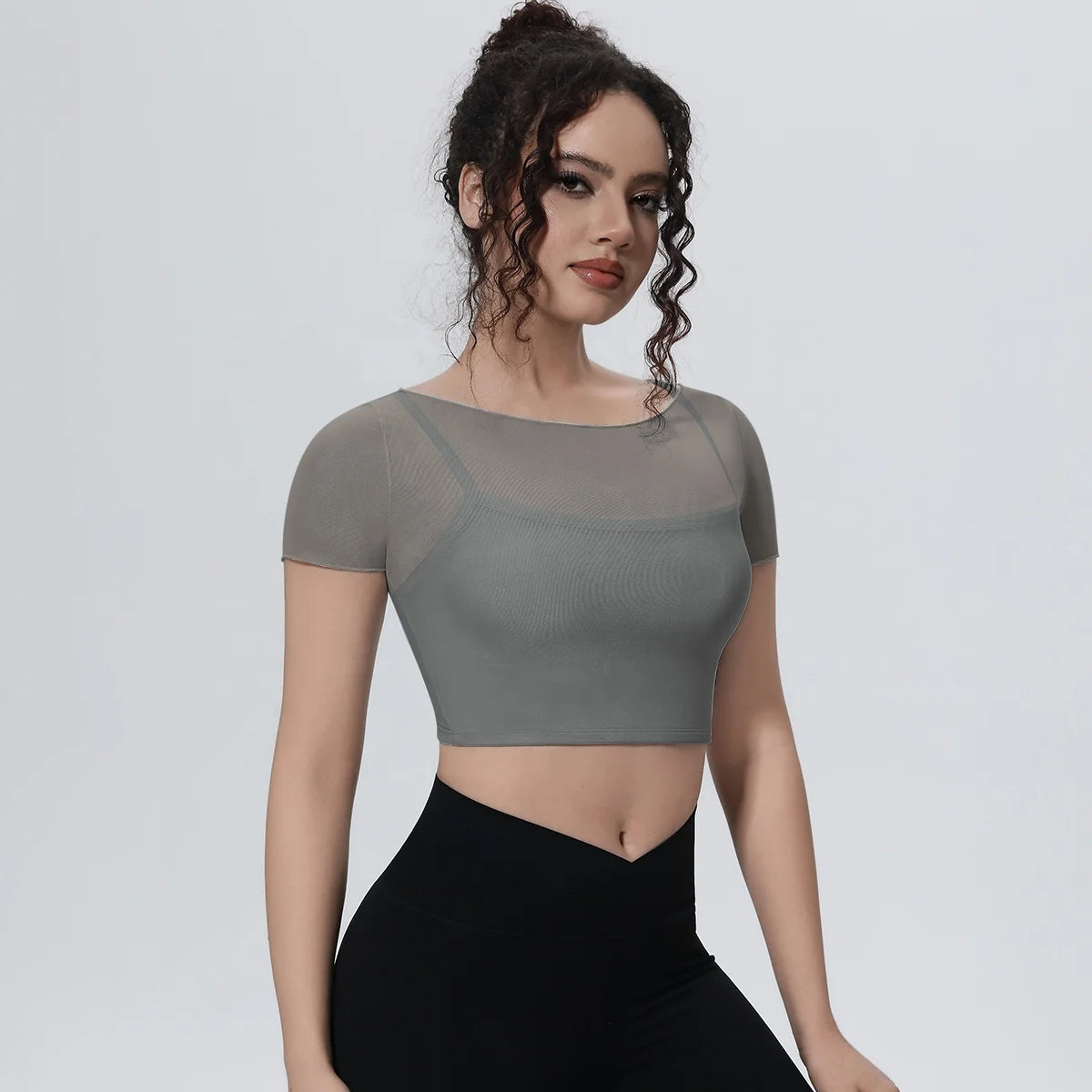 High Support Sports Bra Women Seamless Mesh Padded Yoga Top Shockproof Breathable Fitness Workout Bra