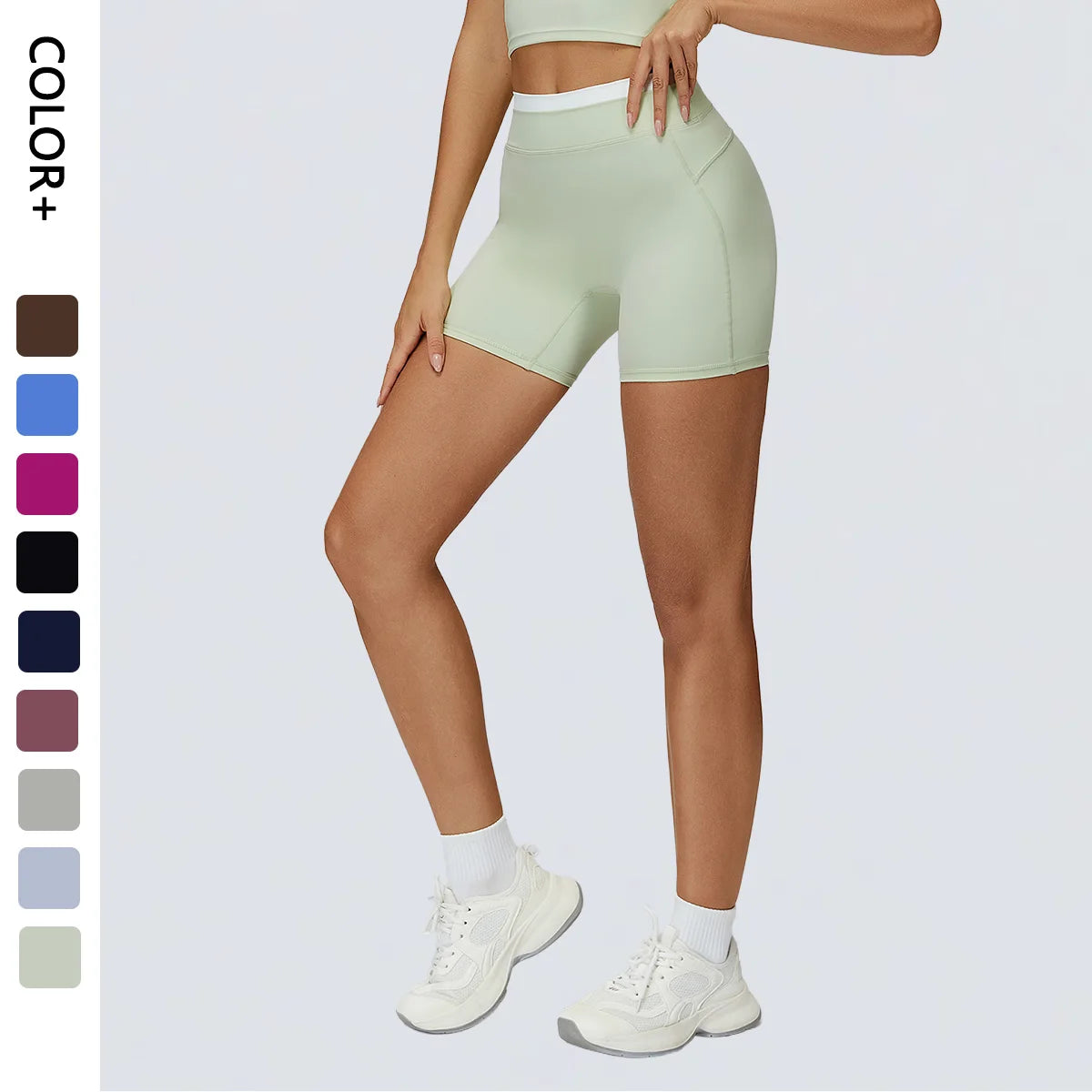 Wholesale Naked Feeling Yoga Shorts Women Ribbed Seamless Biker Shorts Fitness Running Workout Shorts Imagen principal del producto