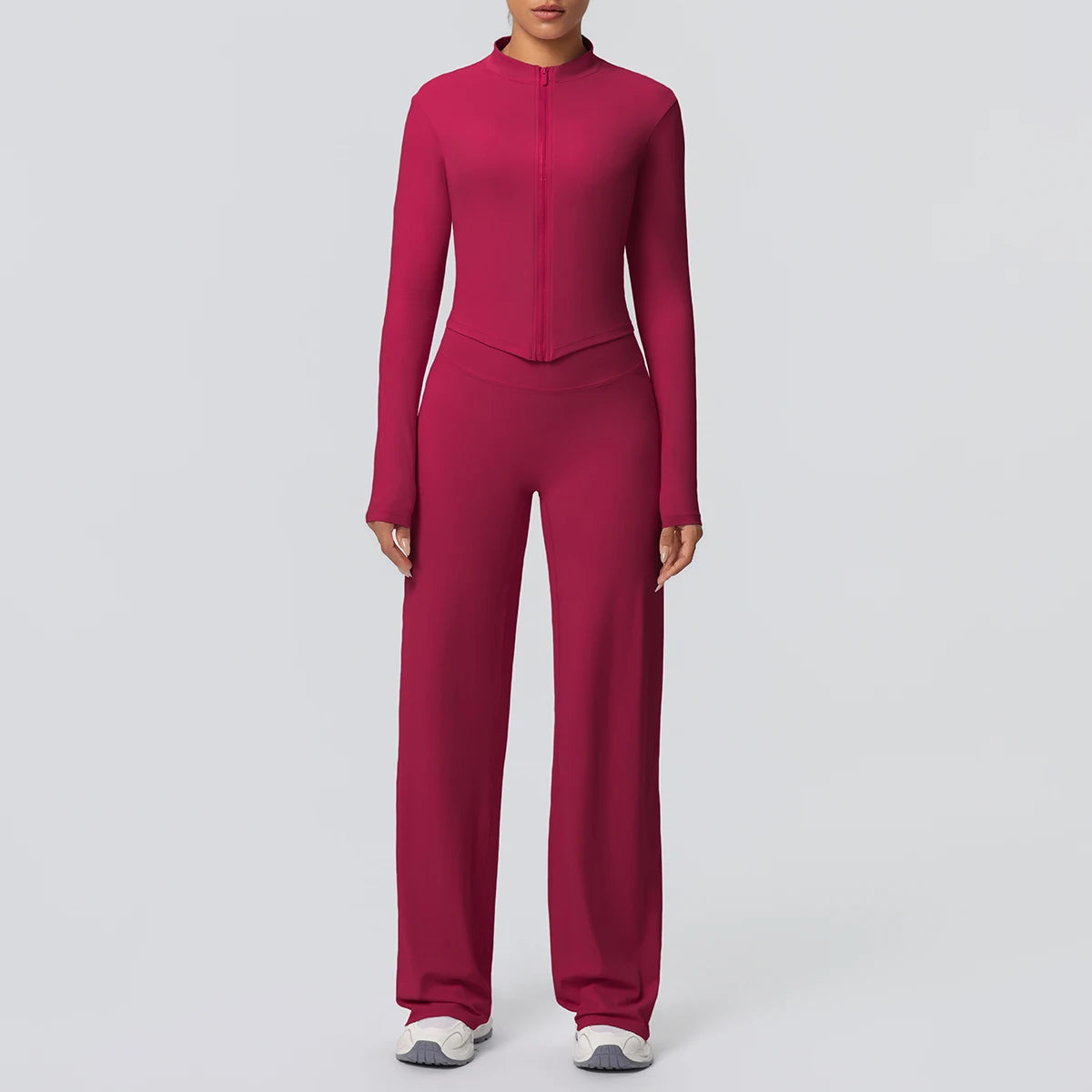 Custom Logo Premium High Stretch Long Sleeve Yoga Set Women Solid Color 2 Piece Gym Workout Activewear Sets