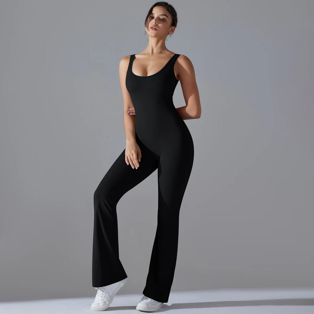 Women Jumpsuit Wide Leg Backless Jumpsuit Women Yoga Fitness Wear Bodysuit Hollow Out Gym Jumpsuits for Women