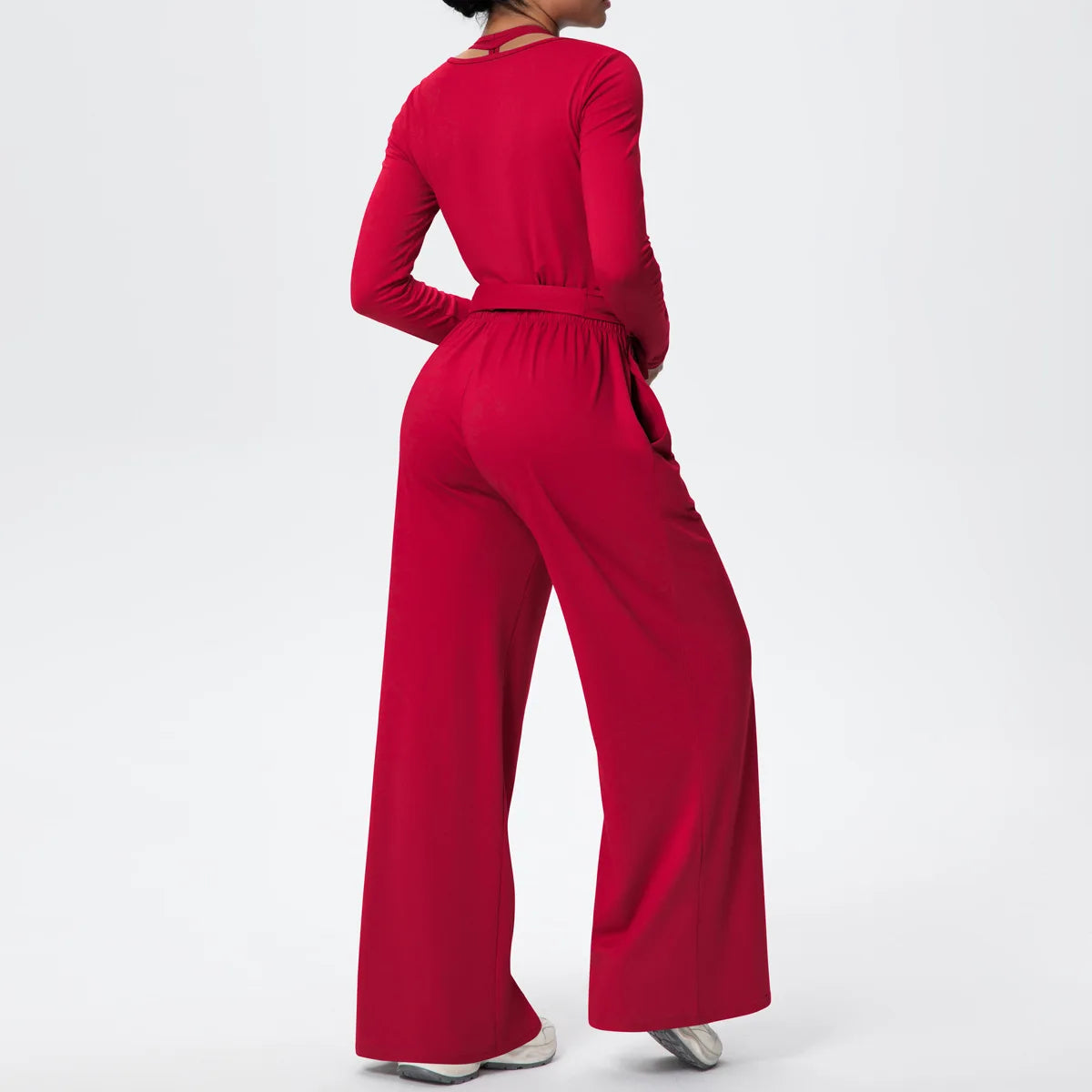 Women Yoga 3 Piece Set Halter Crop Top Wide Leg Pants Long Sleeve Top Activewear Workout Outfits Lounge Sports Gym Clothing Imagen secundaria del producto