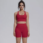 Seamless Yoga Set 2 Piece Women High Waist Leggings Shorts Sports Bra Fitness  Running Sportswear Workout Clothes