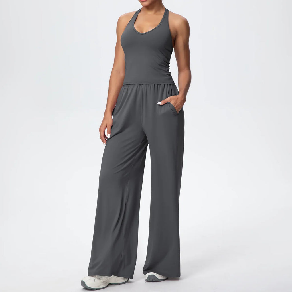 2025 Women's Clothing Athleisure Tracksuits Women Wide-leg Joggers Loose Pants Jumpsuit Female Dance Sets Outfit 2PCS SETS
