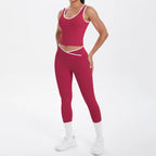 High Quality Four-Way Stretch Gym Fitness Sets for Women Solid Pattern Yoga Bra & Leggings Plus Size Sports Outfit for Workout