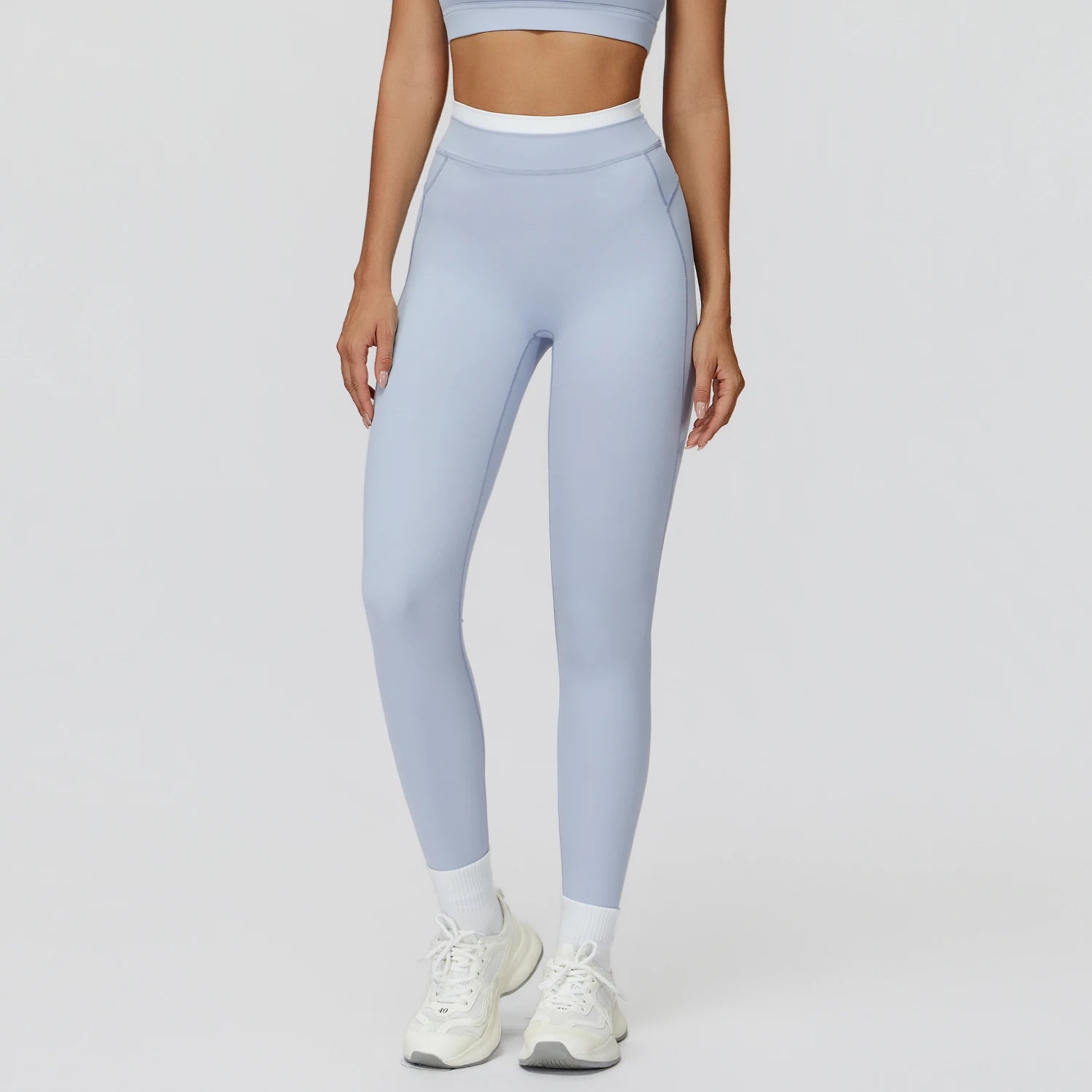 Volupie Lift Stripe Legging | Legging Tiro Alto Detalle Cós Blanco Imagen principal del producto