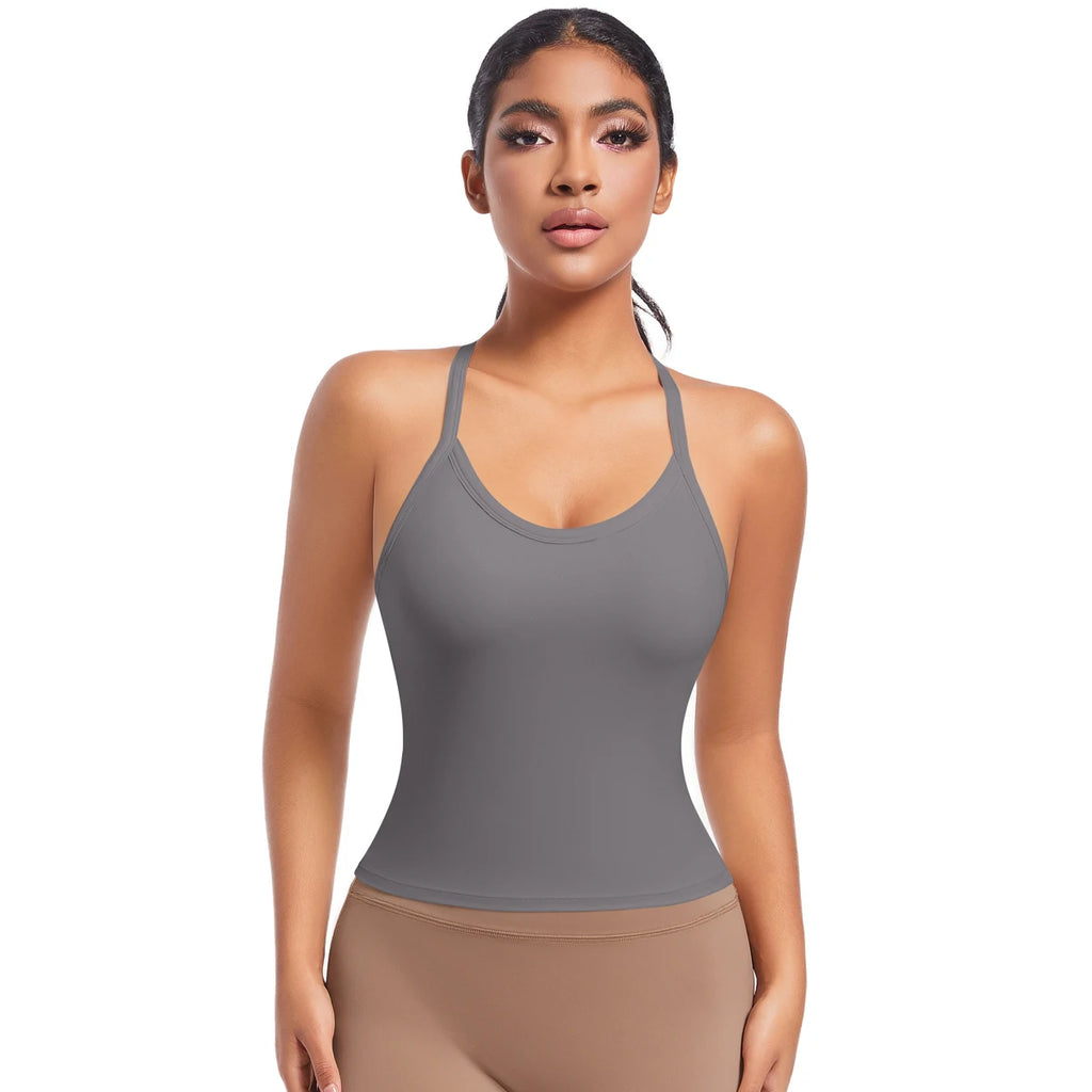 Cross Back Yoga Tank Top Quick Dry Breathable Running Bra Gym Fitness Crop Vest Sleeveless Sports Tops Yoga Tank Top for Women