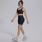 Seamless Yoga Set 2 Piece Women High Waist Leggings Shorts Sports Bra Fitness  Running Sportswear Workout Clothes