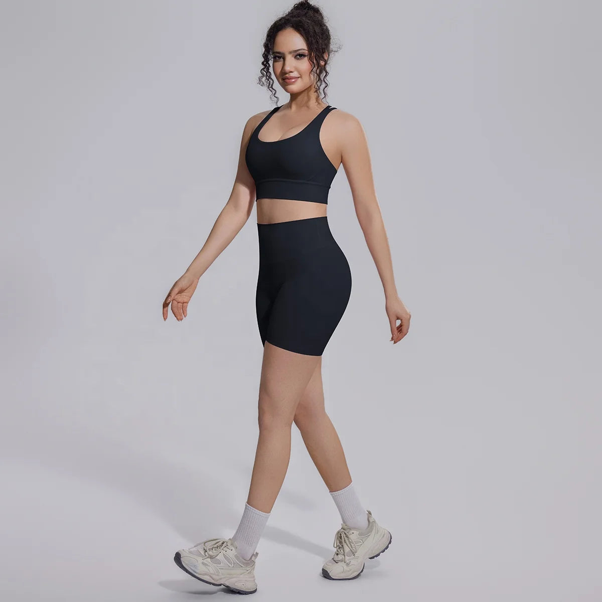 Seamless Yoga Set 2 Piece Women High Waist Leggings Shorts Sports Bra Fitness  Running Sportswear Workout Clothes