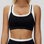 New Design Yoga Bra Women Naked Feeling Ribbed Color Block Sports Bra Padded Fitness Workout Top Activewear