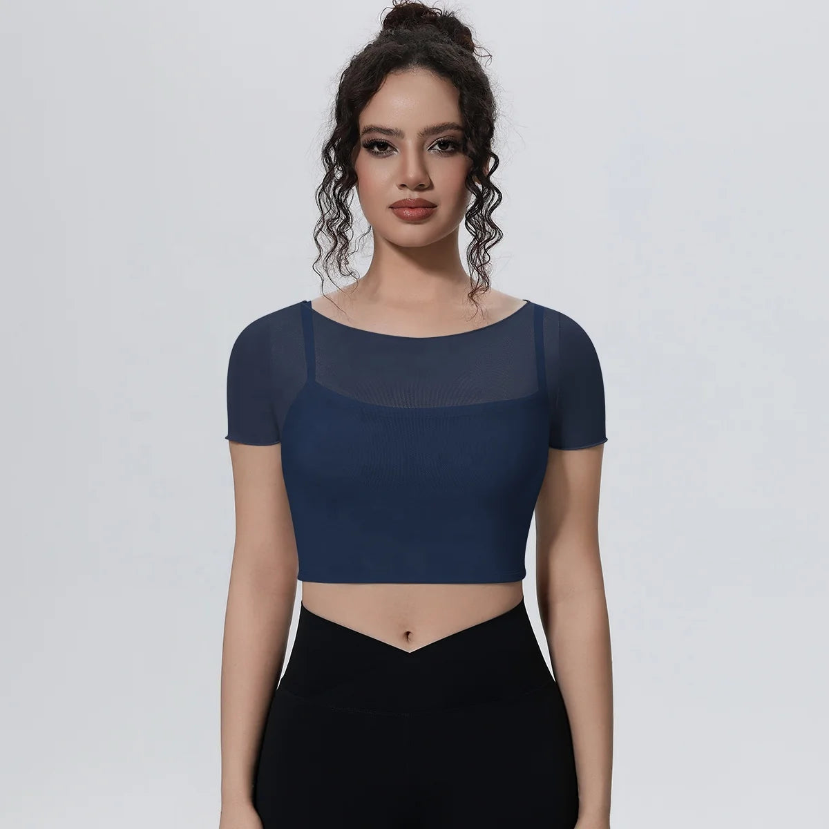 High Support Sports Bra Women Seamless Mesh Padded Yoga Top Shockproof Breathable Fitness Workout Bra Imagen secundaria del producto