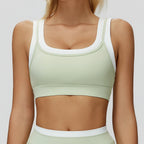 New Design Yoga Bra Women Naked Feeling Ribbed Color Block Sports Bra Padded Fitness Workout Top Activewear