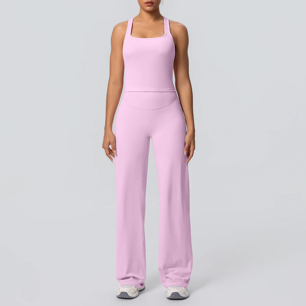 Volupie Diagonal Flow Racer Set | Top Racerback + Pantalón Wide Leg