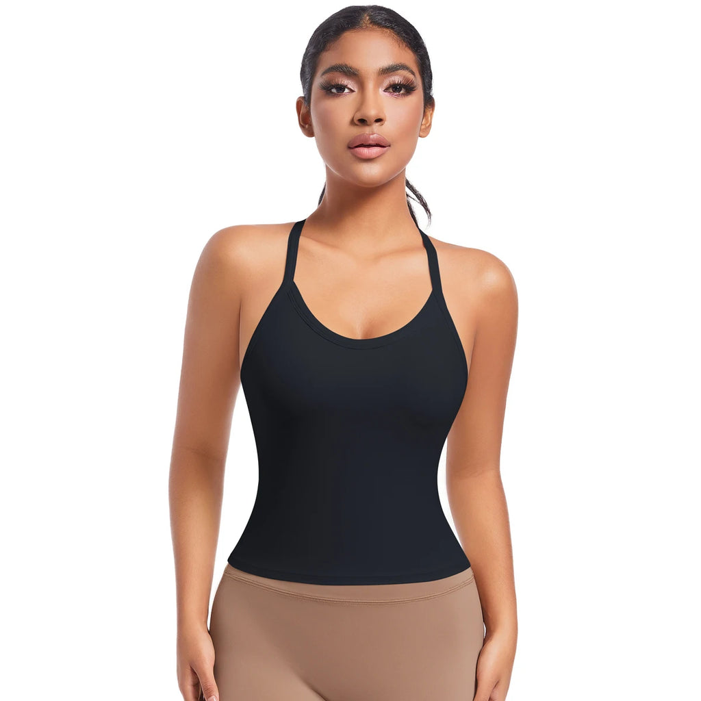 Cross Back Yoga Tank Top Quick Dry Breathable Running Bra Gym Fitness Crop Vest Sleeveless Sports Tops Yoga Tank Top for Women