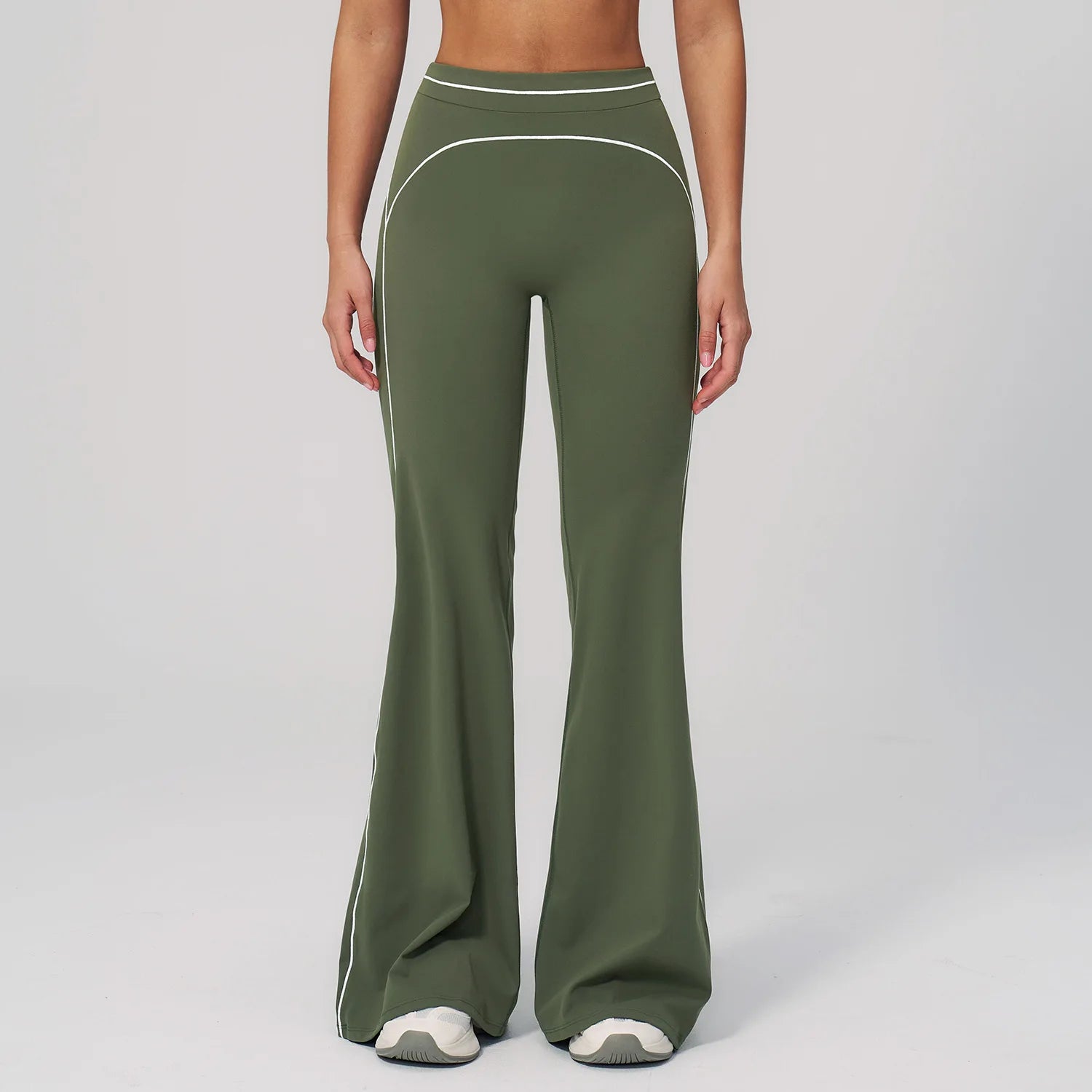 Wholesale Crossover Flare Yoga Pants Women High Waist Tummy Control Color Block Wide Leg Pants Imagen secundaria del producto