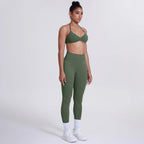 Women's Custom Front Logo Sports Bra Workout Leggings Set High Elastic Gym Fitness Seamless Breathable Eco-Friendly Lightweight