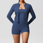 Wholesale Custom High Quality Women's Activewear Lightweight Breathable 3-Piece Yoga Set Long Sleeve Pants Butt Lift Casual Sets