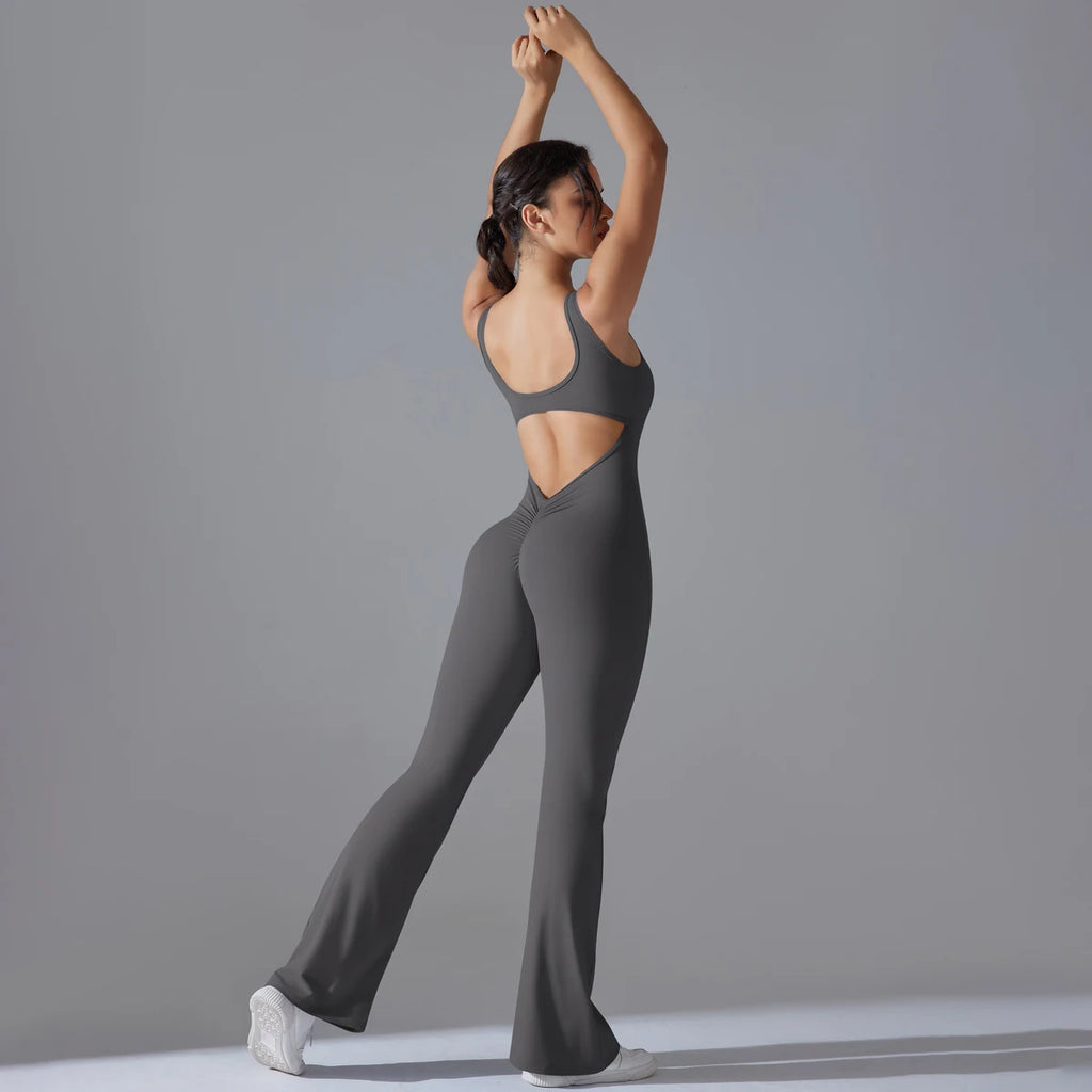 Women Jumpsuit Wide Leg Backless Jumpsuit Women Yoga Fitness Wear Bodysuit Hollow Out Gym Jumpsuits for Women