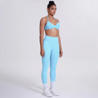 Women's Custom Front Logo Sports Bra Workout Leggings Set High Elastic Gym Fitness Seamless Breathable Eco-Friendly Lightweight