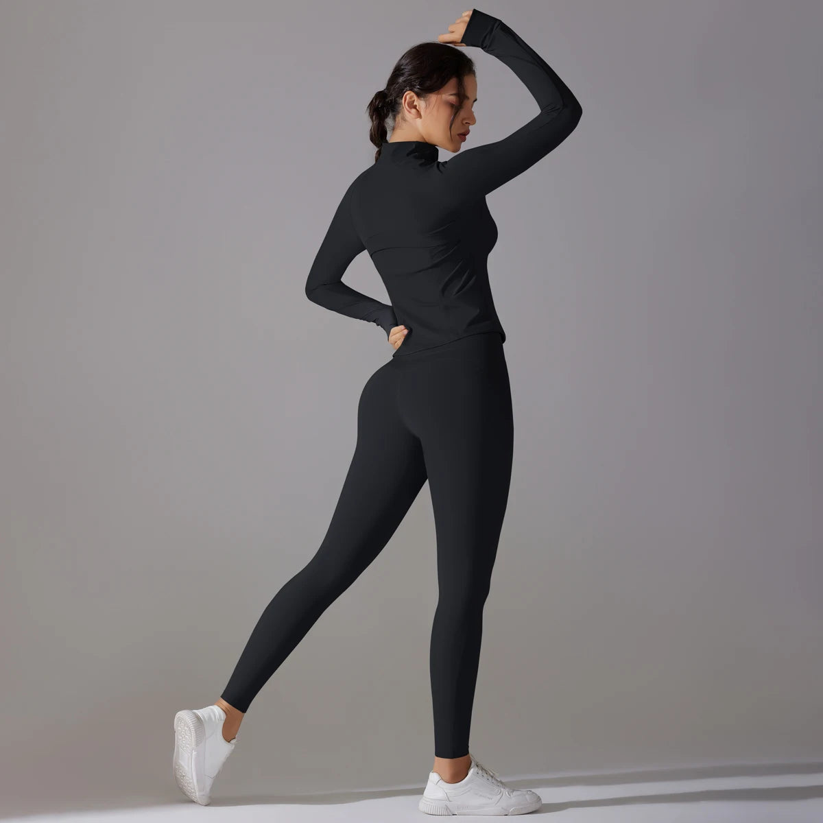 High Quality Women's Quick Dry Yoga Sports Suit Fashionable Slim Gym Fitness Zipper Track Leggings Breathable Lightweight Jacket