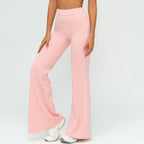 Wholesale Crossover Flare Yoga Pants Women High Waist Tummy Control Color Block Wide Leg Pants