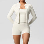 Wholesale Custom High Quality Women's Activewear Lightweight Breathable 3-Piece Yoga Set Long Sleeve Pants Butt Lift Casual Sets