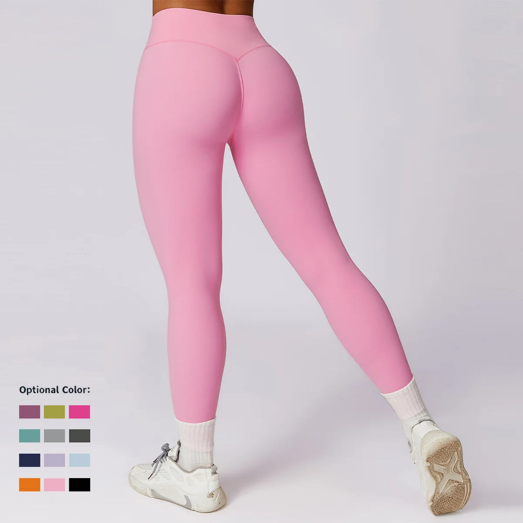 Women's High Waist Seamless Yoga Leggings Breathable Gym Clothing Elastic Waist Wholesale Scrunch Butt Push Leggings Solid