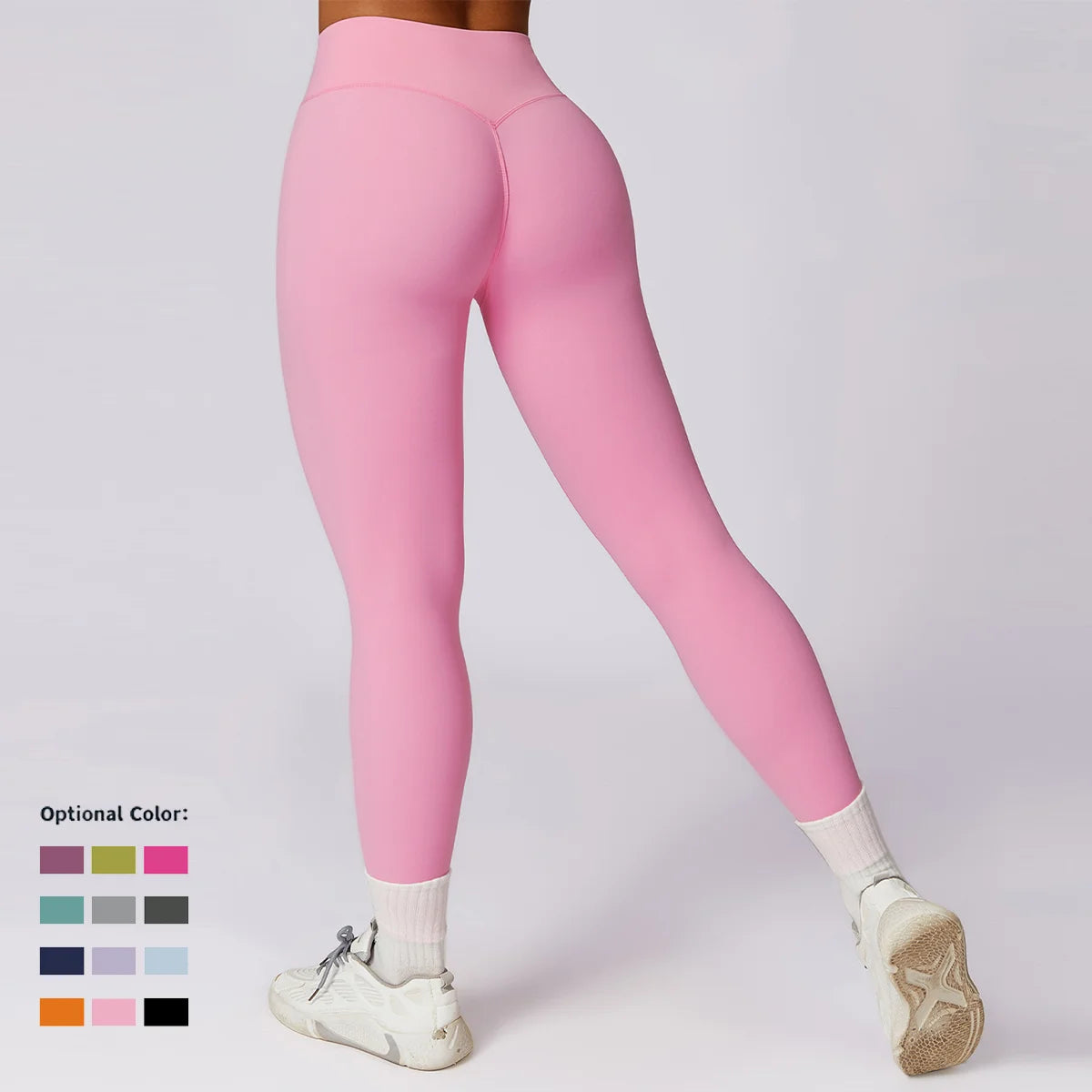 Women's High Waist Seamless Yoga Leggings Breathable Gym Clothing Elastic Waist Wholesale Scrunch Butt Push Leggings Solid Imagen principal del producto