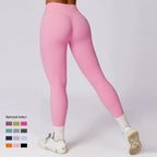 Women's High Waist Seamless Yoga Leggings Breathable Gym Clothing Elastic Waist Wholesale Scrunch Butt Push Leggings Solid