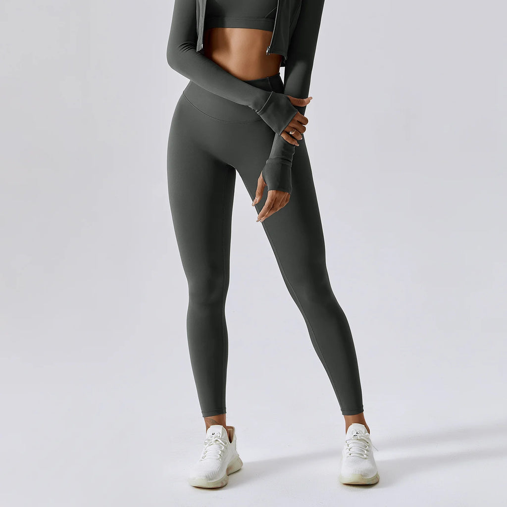 Women's High Waist Seamless Yoga Leggings Breathable Gym Clothing Elastic Waist Wholesale Scrunch Butt Push Leggings Solid