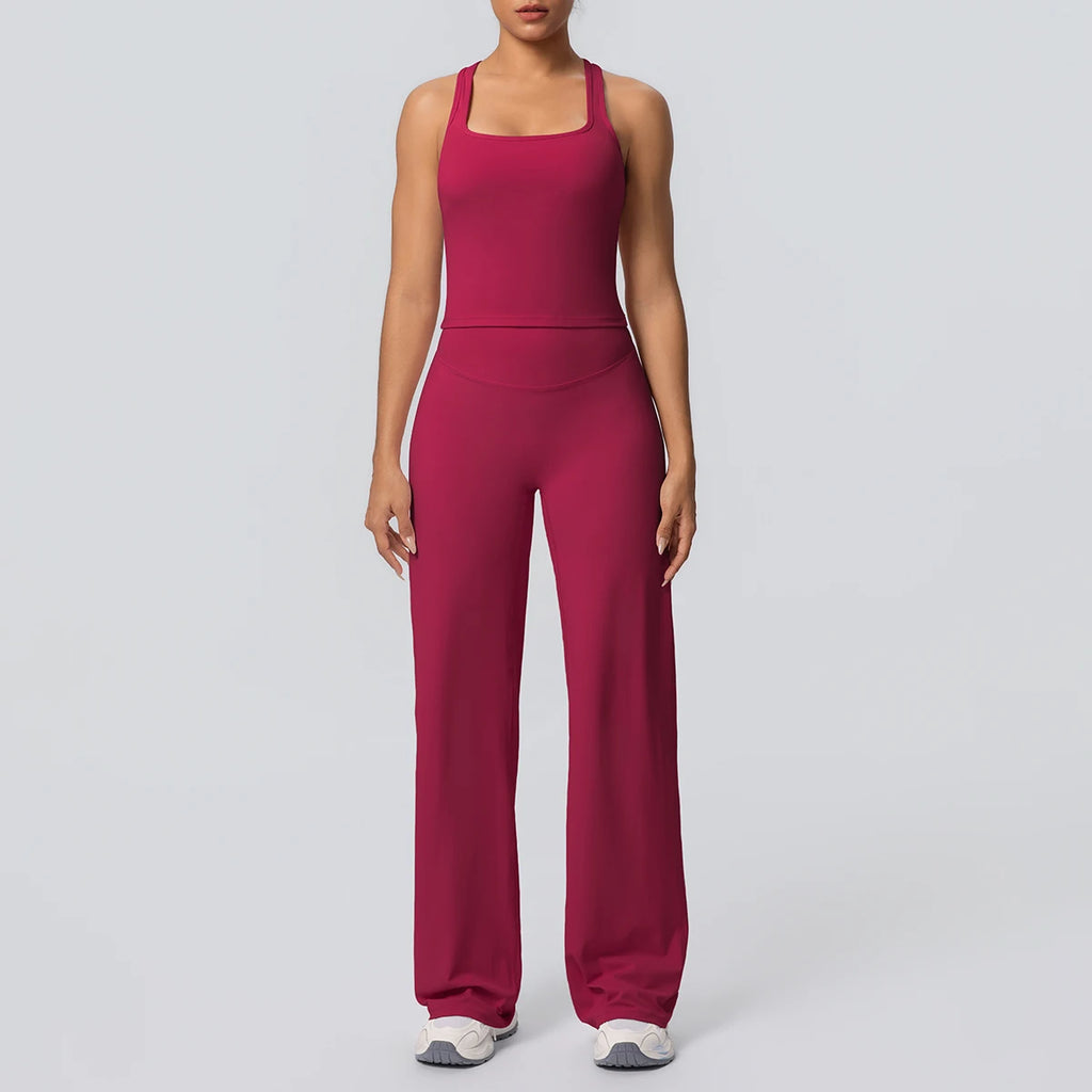Volupie Diagonal Flow Racer Set | Top Racerback + Pantalón Wide Leg