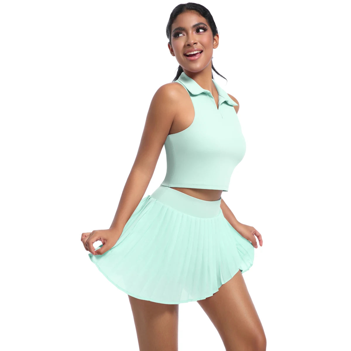 Custom Logo Womens Clothing Yoga Sets Tank Tops for Women Tennis Wear Skirt Set Golf Dress Pleated Skirt Gym Fitness Sportswear