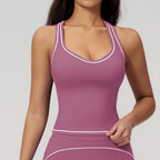 Manufacturer Women Yoga Tank Top Naked Feeling Activewear Color Block Padded Workout Gym Wear