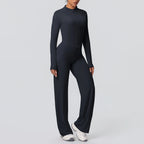 Custom Logo Premium High Stretch Long Sleeve Yoga Set Women Solid Color 2 Piece Gym Workout Activewear Sets