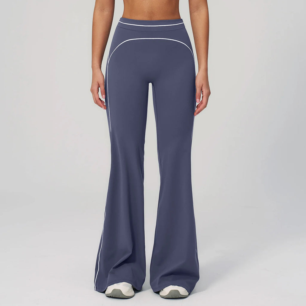 Wholesale Crossover Flare Yoga Pants Women High Waist Tummy Control Color Block Wide Leg Pants