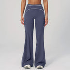 Wholesale Crossover Flare Yoga Pants Women High Waist Tummy Control Color Block Wide Leg Pants