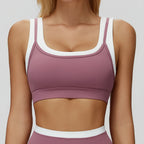 New Design Yoga Bra Women Naked Feeling Ribbed Color Block Sports Bra Padded Fitness Workout Top Activewear