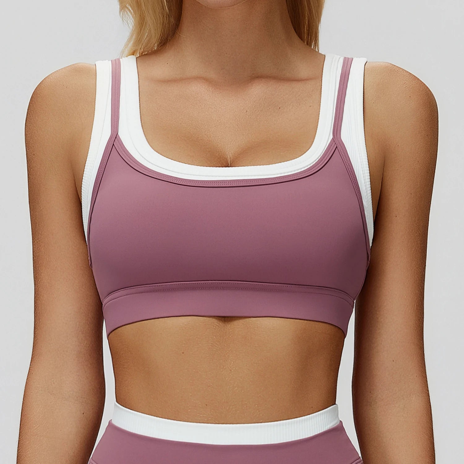 New Design Yoga Bra Women Naked Feeling Ribbed Color Block Sports Bra Padded Fitness Workout Top Activewear