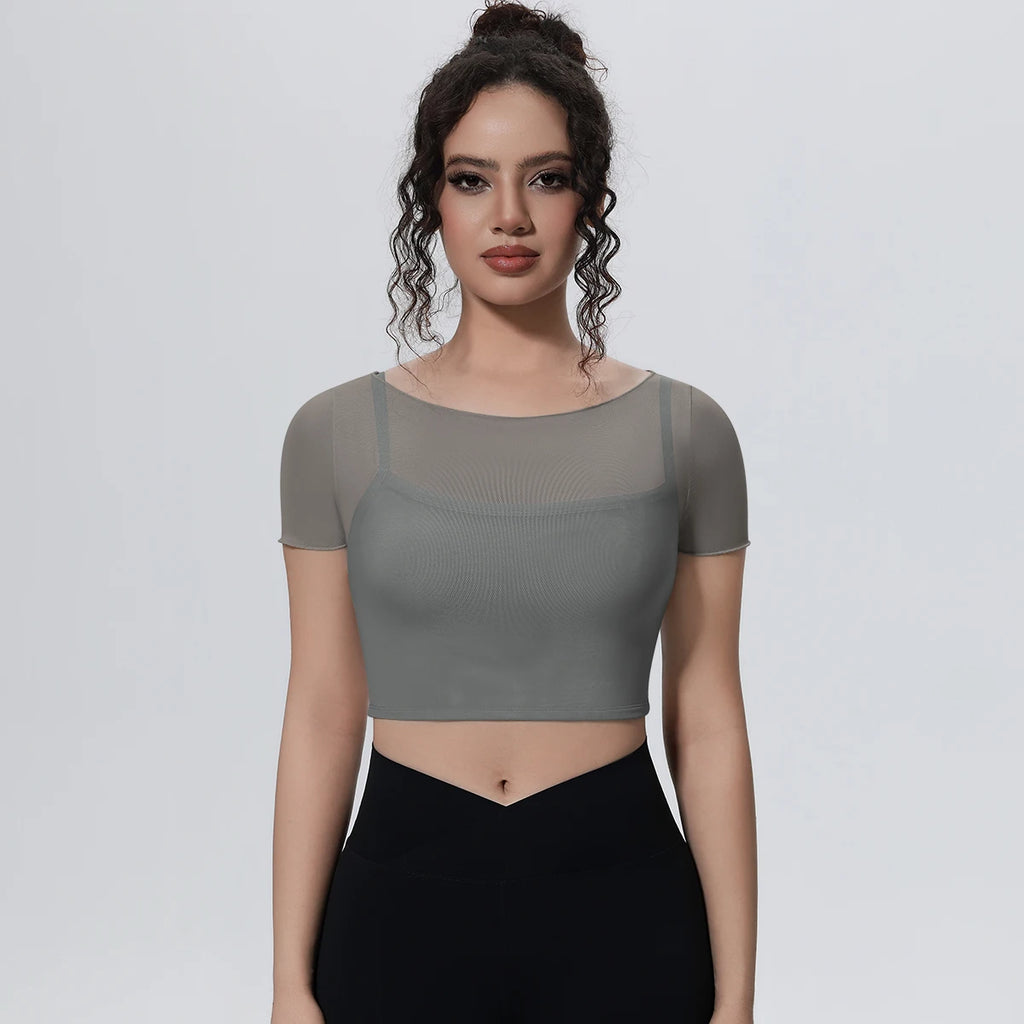 High Support Sports Bra Women Seamless Mesh Padded Yoga Top Shockproof Breathable Fitness Workout Bra