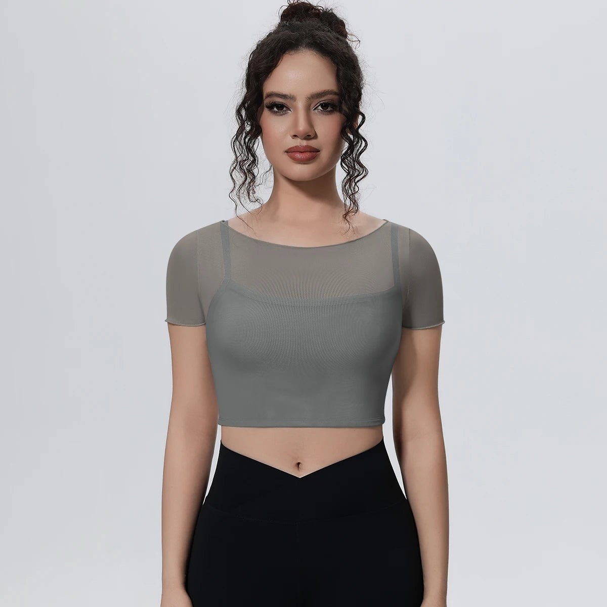 High Support Sports Bra Women Seamless Mesh Padded Yoga Top Shockproof Breathable Fitness Workout Bra