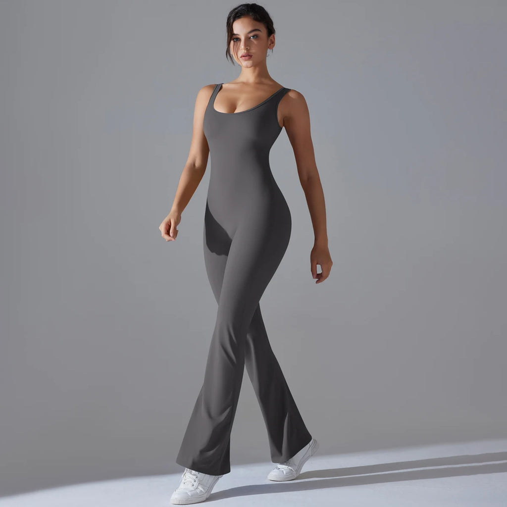 Women Jumpsuit Wide Leg Backless Jumpsuit Women Yoga Fitness Wear Bodysuit Hollow Out Gym Jumpsuits for Women