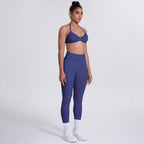 Women's Custom Front Logo Sports Bra Workout Leggings Set High Elastic Gym Fitness Seamless Breathable Eco-Friendly Lightweight
