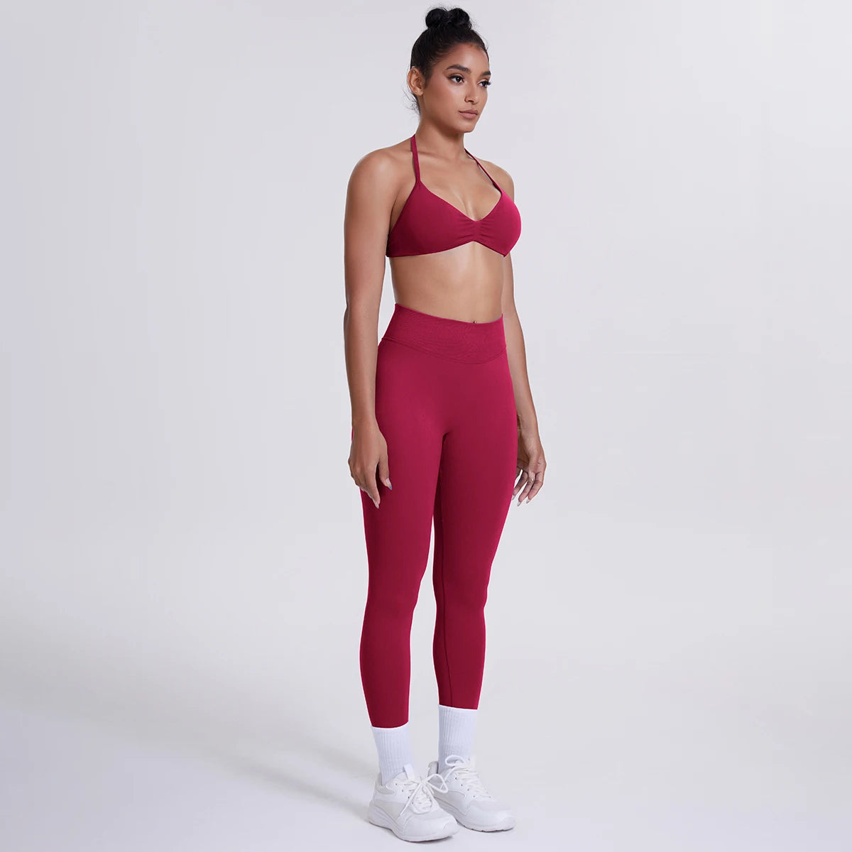 Women's Custom Front Logo Sports Bra Workout Leggings Set High Elastic Gym Fitness Seamless Breathable Eco-Friendly Lightweight