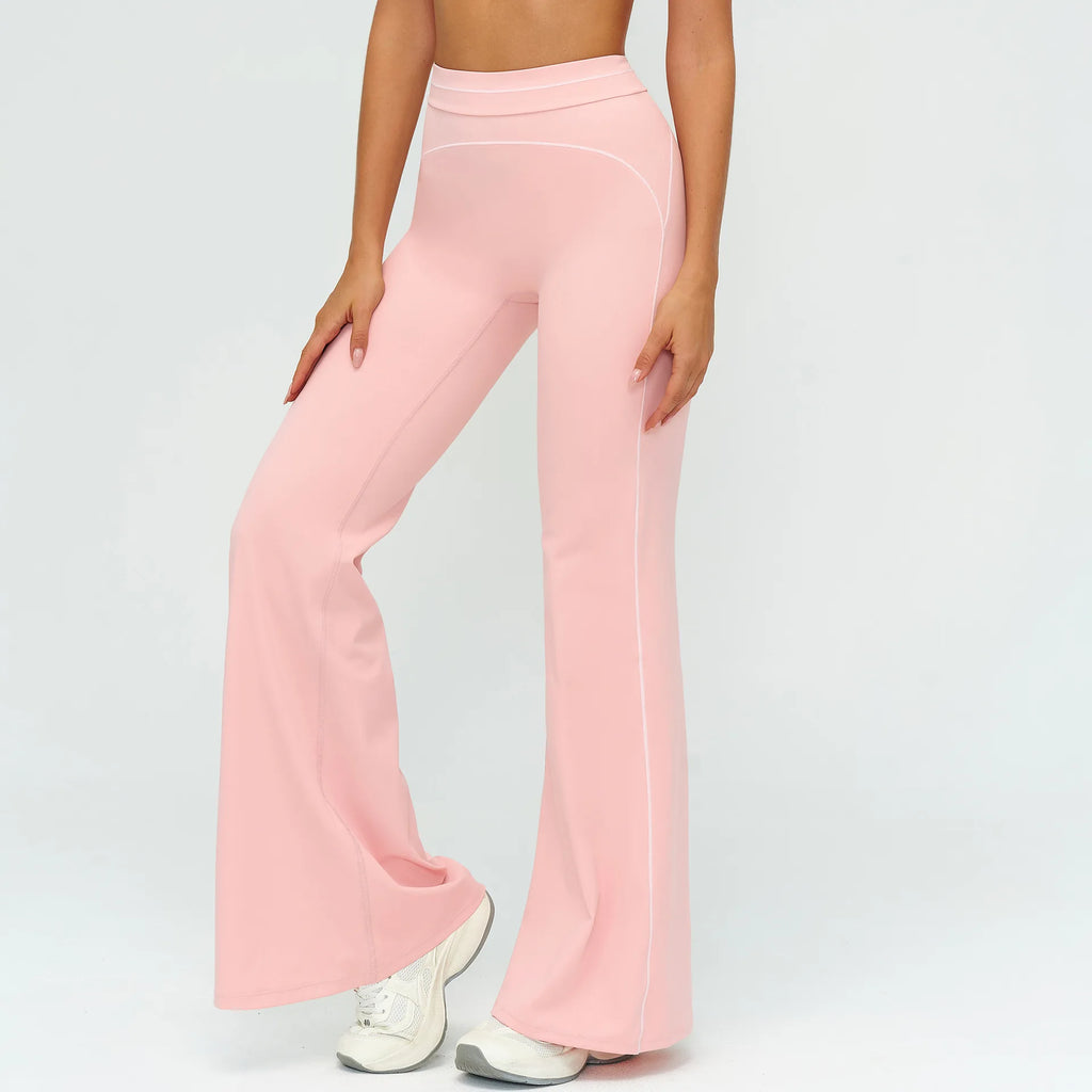 Wholesale Crossover Flare Yoga Pants Women High Waist Tummy Control Color Block Wide Leg Pants