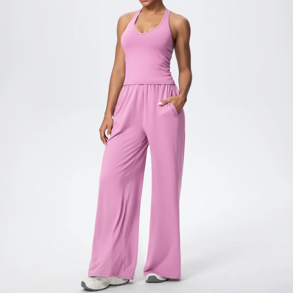 2025 Women's Clothing Athleisure Tracksuits Women Wide-leg Joggers Loose Pants Jumpsuit Female Dance Sets Outfit 2PCS SETS