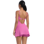 Custom Women's Sleeveless Moisture Wicking Tennis Dresses Flared Pleated Golf Jumpsuit Gym Skirts for Sports Wear