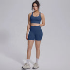 Seamless Yoga Set 2 Piece Women High Waist Leggings Shorts Sports Bra Fitness  Running Sportswear Workout Clothes