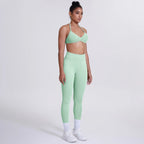 Women's Custom Front Logo Sports Bra Workout Leggings Set High Elastic Gym Fitness Seamless Breathable Eco-Friendly Lightweight